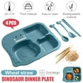 thumbnail image 3 of JUNWELL Kids Plates Set, 4 piece (Plates with Forks and Spoons) Lightweight Toddler Dishes , Dishwasher Baby Feeding Set with Divided Meal plates, Natural Wheat Straw Material (Dinosaur), 3 of 6