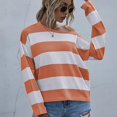 thumbnail image 4 of GEWSEY Womens 2025 Fall Striped Sweaters Long Sleeve Crew Neck Shirts Ribbed Knit Color Block Lightweight Pullover Sweater Top (Red, L), 4 of 8