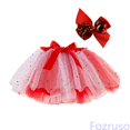 thumbnail image 2 of Fozruso Girls Ballet Tutu Skirt Kids Girls Party Dance Ballet Splice Rainbow Tulle Skirt+Bow Hairpin(Red), 2 of 5