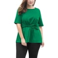 thumbnail image 2 of Mujer TalExtMangas Cortas Frente Nudo retorcido Peplo Top Verde 2X, 2 of 5