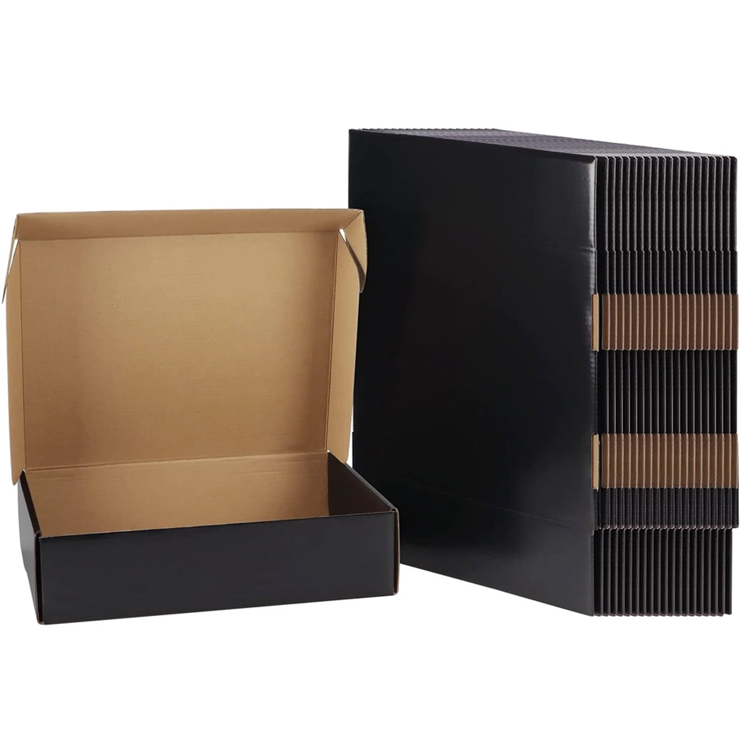 Ucanpack Corrugated Mailer Box Packing Supplies For Moving Black (Kraft Inside) Large 18 x 18 x 2¾" - 25 Pcs