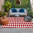 thumbnail image 2 of Red Plaid Outdoor Rug for Patio/Deck/Porch, Non-Slip Large Area Rug 4 x 6 Ft, Modern Minimalist Geometric Gingham Checkered Indoor Outdoor Rugs Washable Area Rugs, Camping Rug Carpet Runner, 2 of 8