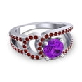 thumbnail image 3 of 2.50 Carat Round Cut Amethyst & Garnet Gemstone Luxurious Wedding Ring for Women Solid 14K White Gold Size 4.5 by Diamond-Capitals, 3 of 8