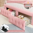 thumbnail image 4 of Hiphuta Queen Bed Frame with 2 Drawers, LED Lights Platform Bed Frame, Sturdy Beds Frame with Upholstered Button Tufted Headboard, Velvet Pink, 4 of 8