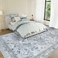 thumbnail image 3 of Lalado 8ft x 10ft Vintage Area Rugs, Washable Area Rugs for Living Room Bedroom Kitchen Indoor Boho Home Decor, Soft Low Pile Non-Slip Carpet, Gray, 3 of 10