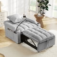 thumbnail image 4 of Lunale 4-in-1 Convertible Sleeper Chair Bed with Charge Ports & Phone Stand, Gray Velvet, 4 of 9