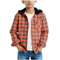 thumbnail image 3 of Vibrex Boys Girls Casual Long Sleeve Hooded Jacket Shirt for Kids Plaid Button Up Jacket Outwear Hoodies Fall Fashion Hooded Shirt Jackets for Boys Casual Oversized Sweatshirts 5-16 Years, 3 of 8