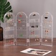 thumbnail image 1 of Soporte de acrílico para pendientes para mujer, estante de exhibición de collares con pantalla plegable de 4 puertas, organizador de joyas colgante de doble cara, transparente, 1 of 5