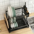 thumbnail image 3 of stusgo Foldable Over The Sink Dish Drying Rack with Drainage,Stainless Steel Large Multifunctional Dish Racks,Rustproof Dish Rack for Kitchen Counter Organization 2 Tier Black, 3 of 7
