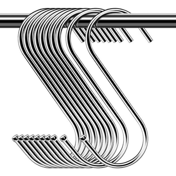 S-hooks stainless steel, S-hooks large pack of 10 for kitchen