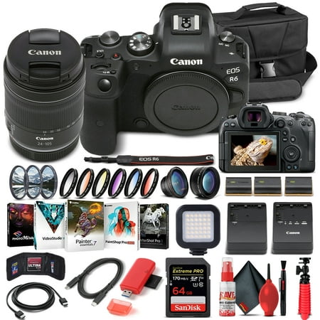 Canon EOS R6 Mirrorless Camera W/ 24-105mm f/4-7.1 Lens - Advanced Bundle