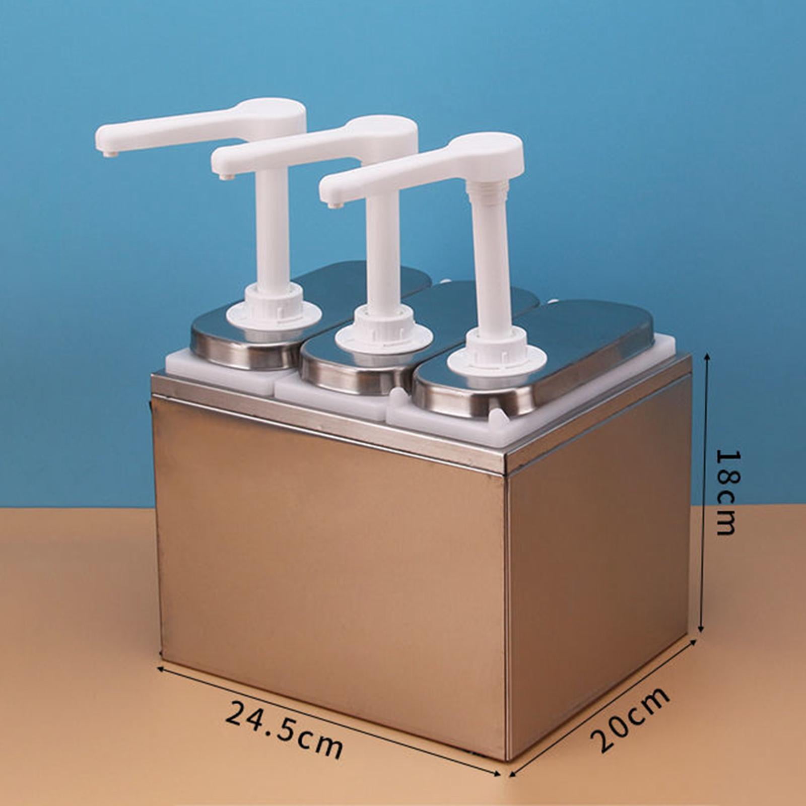 Fiocias Condiment Pump Dispenser 1.4L Detachable Hand Press Syrups Salad Dispensing Tool Three head