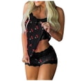 thumbnail image 2 of Puntoco Camisetas sin mangas con encaje y estampado sexy para mujer, pantalones cortos de empalme, conjunto informal Puntoco Puntoco-2718, 2 of 6