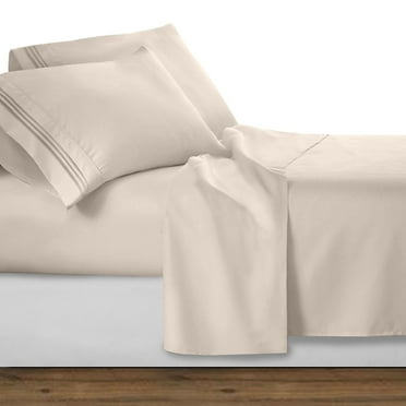Celine Linen 1500 Series Egyptian Quality Wrinkle and Fade Resistant 4-Piece Bed Sheet set, Deep Pocket, Queen, Cream