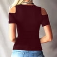thumbnail image 5 of Karymi Shirts for Women Cold‑Shoulder Short Sleeve Top, Crisscross Lace‑Up V‑Neck Solid Slim‑Fit Blouse, Club Night‑Out Streetwear T‑Shirt Summer Tops for Women 2025, 5 of 7
