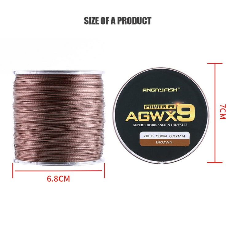 Angryfish Diominate Multicolor X9 PE Line 9 Strands Weaves Braided 500m/547yds Super Strong Fishing Line 15lb-100lb, Size: 1.5#: 0.20mm/28LB