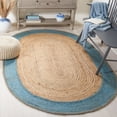 thumbnail image 2 of SAFAVIEH Natural Fiber Cirino Bordered Area Rug, Natural/Blue, 6' x 9' Oval, 2 of 8