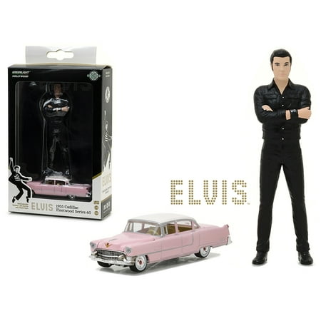 64 Cadillac Series 1955 Cadillac Fleetwood Series 60 Pink Cadillac 1/64 & 1/18 Elvis Presley Figure Hobby Exclusive Diecast by Greenlight ()
