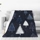 thumbnail image 1 of Manta navideña azul con diseño de árbol de Navidad y nieve, manta navideña para sofá cama, viaje, 50 x 40 pulgadas, 1 of 8
