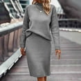 thumbnail image 2 of BLVB Women's Fall Winter Two Piece Sweater Skirt Sets Turtleneck Knit Sweater Top Midi Skirt 2 Piece Outfits for Casual Work, 2 of 5