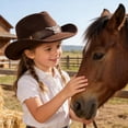 thumbnail image 3 of Sombrero vaquero infantil fieltro sombrero vaquero niños 4-8 años sombrero vaquero fiesta occidental, 3 of 8