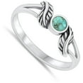 thumbnail image 4 of CHOOSE YOUR COLOR Vintage Simulated Turquoise Leaf Ring .925 Sterling Silver Band Blue CZ Female Size 10, 4 of 4