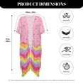 thumbnail image 6 of HELLHERO Colorful Pattern Long Kimono Swimsuit Cover Up High Quality Fabrics Half Sleeve Free Size Bathing Suit Cover Up for Women, 6 of 6