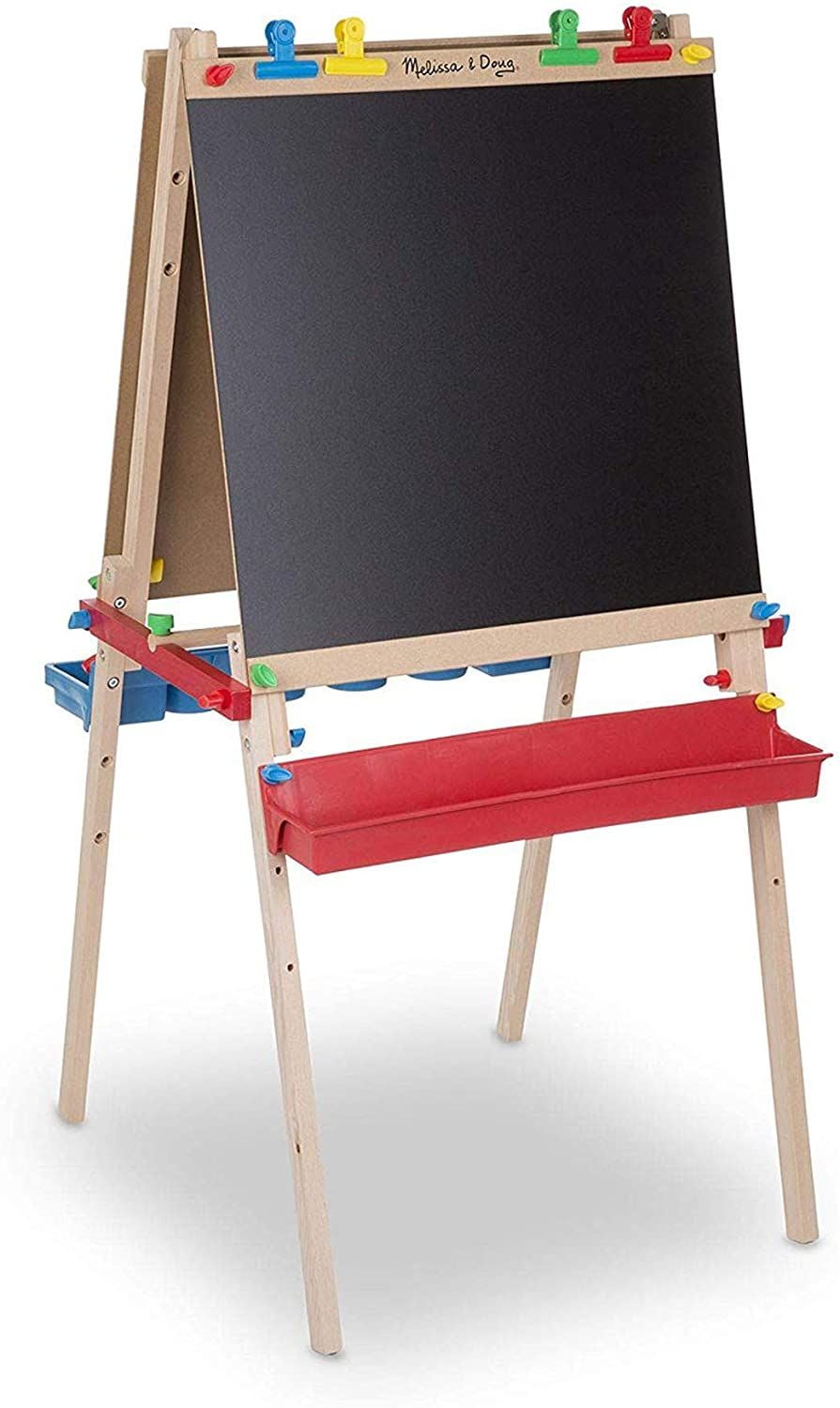 Melissa and Doug Deluxe Standing Art Easel, Dry Erase Board, Chalkboard