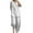 White, variant on Autumn Plus Size Two Piece Sets for Women Loose Casual Solid Color Cotton Linen Three Quarter Sleeved Top Wide Leg Pants Two-piece Set