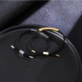 thumbnail image 3 of Pulseras de relación de amistad a juego para parejas Pulsera de cordón trenzado ajustable Encanto de tubo curvo cuadrado de acero inoxidable para BFF Novio Novia Regalos de Navidad del día de San Vale, 3 of 3