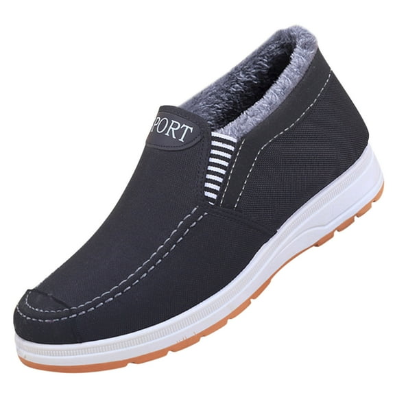 NOKIO Men'S Warm Fleece-Lined Winter Shoes Fashion Winter Men Snow Boots Thick Soles Non Slip Colorblock Striped Plush Warm Comfortable And Casual Men'S Lined Winter Boots