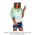 thumbnail image 2 of Camiseta de mujer Tie Dyed Causal Top Blusa de cuello redondo de manga corta, verde, XXL Jumpingount AP001629-08, 2 of 6