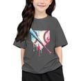 thumbnail image 1 of T-shirts Filles Imprimé Col Rond Manches Courtes T-Shirt Garçons Filles Tee Confortable Tee Shirt Enfant Gris 5 Ans-6 Ans, 1 of 6