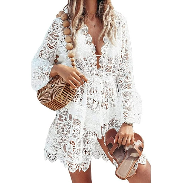 Women s Beach Dress Boho Beach Poncho Women s Lace Beach Dress V