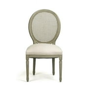 Medallion Distressed Olive Green Oak Side Chair - Cane - 21 x 40 x 21 in.