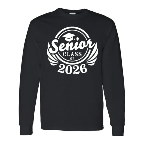 Inktastic Senior Class of 2026 in White with Graduation Cap Long Sleeve T-Shirt