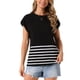 thumbnail image 1 of Chaleco de punto sin mangas de cuello redondo a rayas para mujer Inspire Chic, blusa sin mangas casual, color negro, 1 of 6
