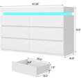 thumbnail image 2 of HAUOMS 6 Drawer Dresser with LED Light, White Modern Chest of Drawers for Bedroom,Closet Dressers with Drawers for Living Room, Entryway, Hallway, 2 of 16