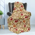 thumbnail image 4 of Rowan Soft Flannel Fleece Throw Blanket, Fall Season Themed Mixed Pattern with Maple Birch Oak Autumn Leaves and Ashberries, Cozy Plush for Indoor and Outdoor Use, 50" x 60", Multicolor, by Ambesonne, 4 of 5
