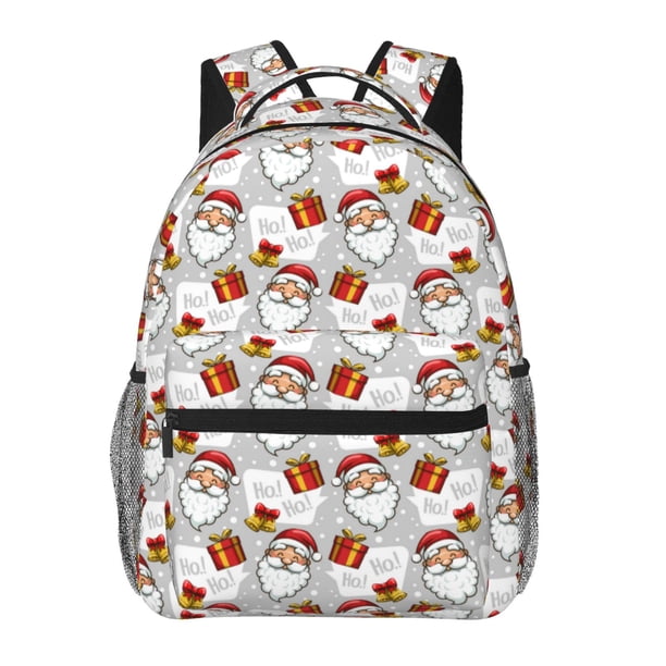 Balery Christmas Santa Claus Mochila Escolar Impresa, Mochila Ligera para Viajes Casual, Mochila Duradera y Cómoda Multifuncional, Mochila para Laptop-One Size