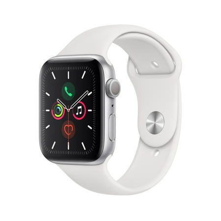 Apple Watch Series 5 (GPS) 44mm Silver Aluminum Case with White Sport Band – Silver Aluminum
