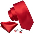thumbnail image 2 of Set de corbata extra larga Barry.Wang 150 cm de seda roja, 2 of 7