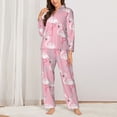 thumbnail image 2 of Pofeuu Pink Flamingo Print Womens Pajamas Set Long Sleeve Sleepwear Button Down Nightwear Soft Pj Lounge Sets Button Down Pajamas Women-Medium, 2 of 7