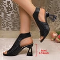 thumbnail image 2 of Heeled Sandals for Women Cutout Vintage Leather Open Toe Heels Fashionable Backless Ankle Strap Elegant Pumps Shoes Black Size 9, 2 of 9