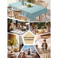 thumbnail image 6 of Aqua Beige Striped Tablecloth Square Table Cloth 54x54, Waterproof Outdoor Table Cloth Covers Decorative Table Protector, Modern Farmhouse Retro Lines Washable Table Cover for Kitchen Dinning Party, 6 of 8