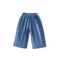 thumbnail image 3 of Ticikt Kids Corduroy Pants, Elastic Waist Solid Color Loose Wide‑Leg Trousers, Casual Straight Bottoms for Boys Girls,Blue, 3 of 7
