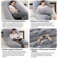 thumbnail image 6 of Topchances Pregnancy Pillow Maternity Belly Contoured Body  Pillow Extra Large With Knitted Cotton Cover Gray US, 6 of 9