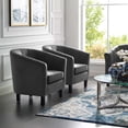 thumbnail image 2 of Tufted Armchair Accent Chair, Set of 2, Velvet, Grey Gray, Modern Contemporary Urban Design, Living Lounge Room Hotel Lobby Hospitality, 2 of 4