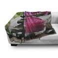 thumbnail image 3 of Spa Soft Flannel Fleece Throw Blanket, Black Stone Triplets with Originated Orchids and Fuchsia Salt, Cozy Plush for Indoor and Outdoor Use, 50" x 60", Fuchsia Black and Green, by Ambesonne, 3 of 6