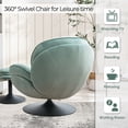 thumbnail image 4 of Velvet Swivel Accent Chair with Ottoman for Living Room Bedroom Reading Room,Cozy Lounge Armchair Fluffy Round Tufted Back Adult Gifts for Small Room Lazy Relax Read TV Chair,Mint Green, 4 of 7